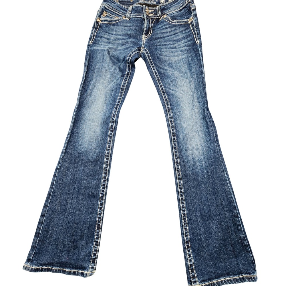 Miss Me Bootcut Jeans Women 28 Blue Embellished Y2K Low Rise